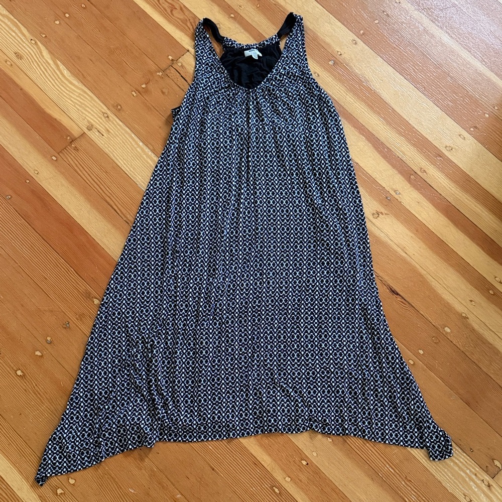 Anne Klein Asymmetrical Black White Tank Dress Large